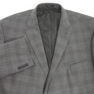 Shaquille O'Neal Sport Coat Gray Plaid Two Button Polyester Blend Men 56S